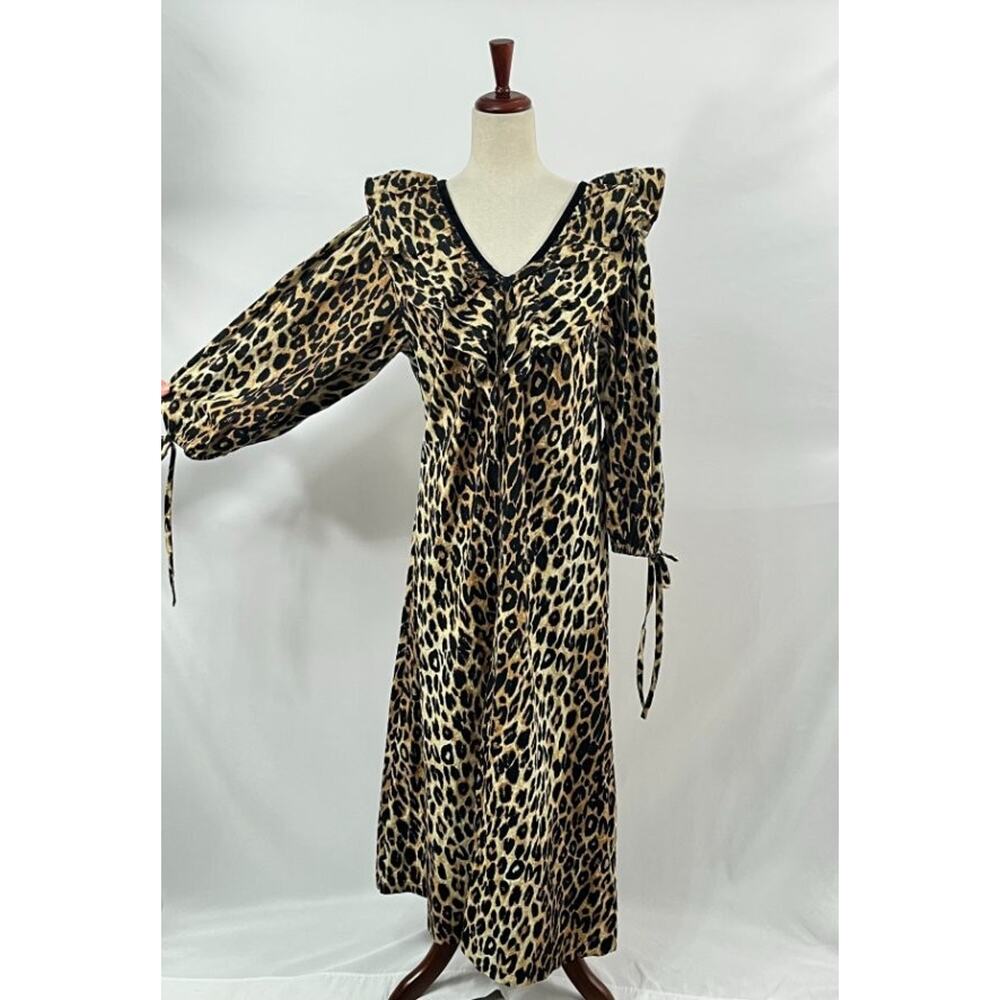DAMSON MADDER Sz 12 UK 8 US Leopard Print Barbs Ruffle Midi Dress - Picture 7 of 12